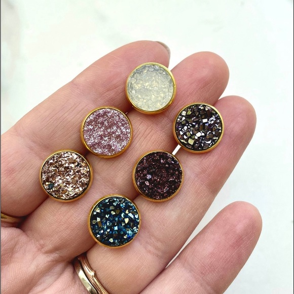 Sunburst Druzy Ear Jackets - Picture 2 of 3